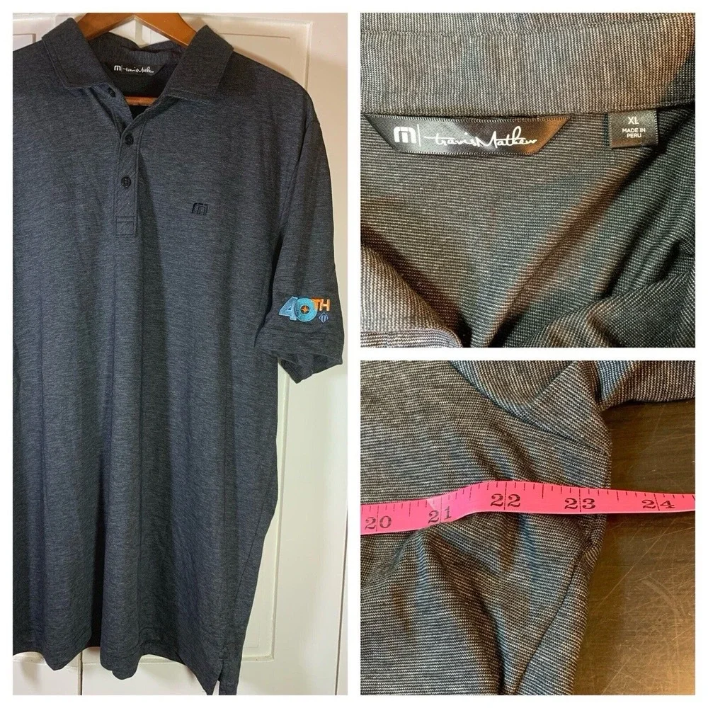 Travis Mathew Polo Shirt Mens XL Golf Pima Gray Embroidered Preppy Casual Club